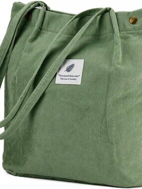Corduroy Tote Bag Cute Tote Bags for Women Shoulder Bag with Inner Pocket for Wo
